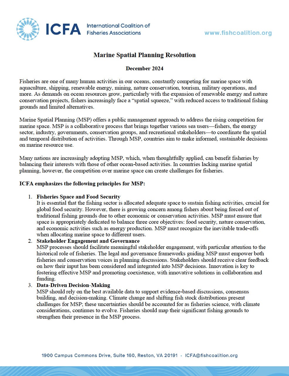 Marine Spatial Planning Resolution 